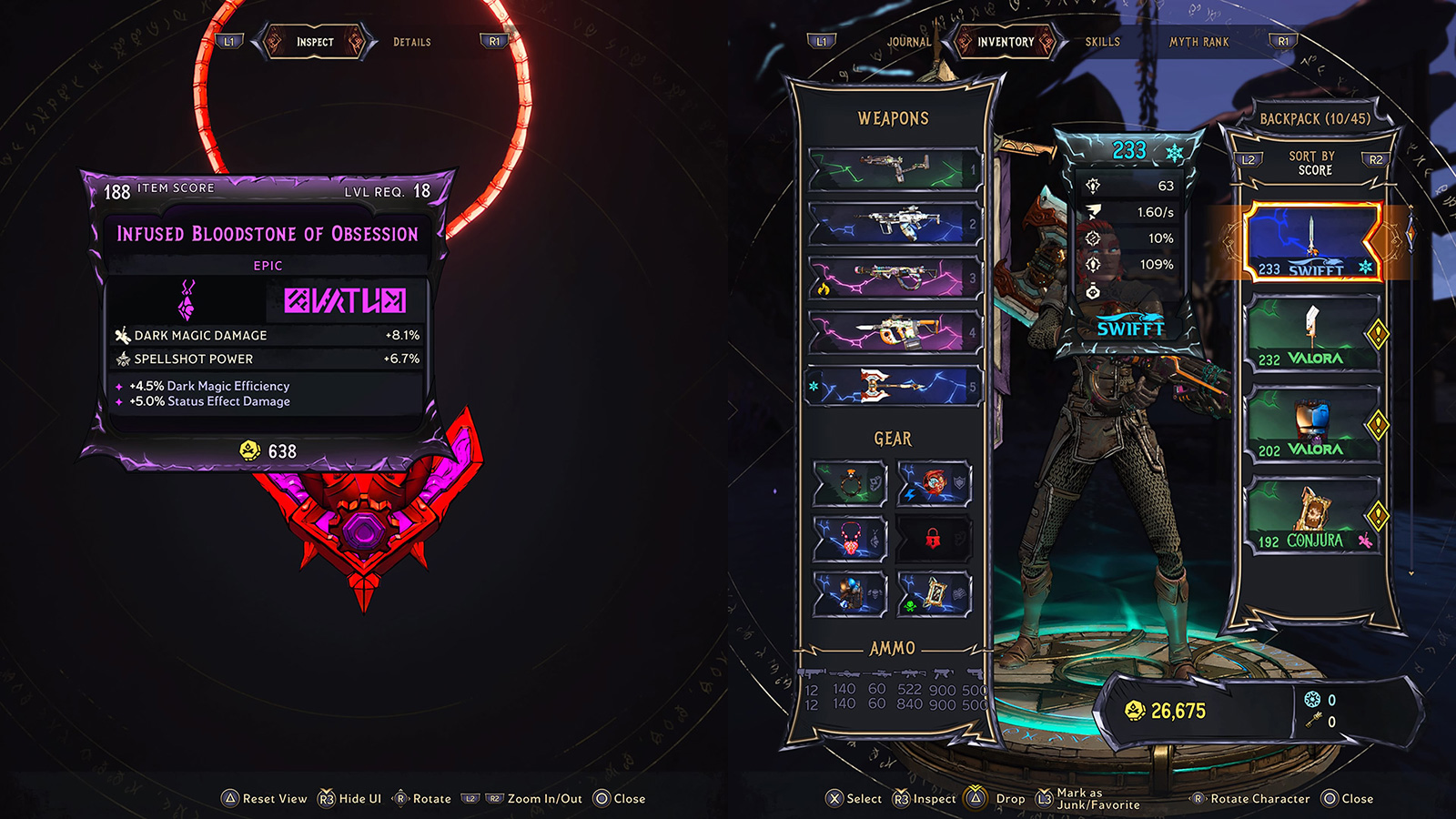 Split-Screenshot von Tiny Tina's Wonderlands Item Check