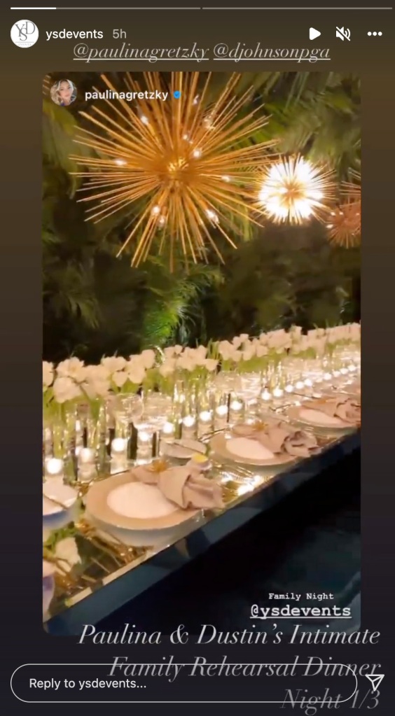 Die Familie Gretzky und Johnson genossen am Donnerstag, zwei Tage vor ihrer Hochzeit, ein intimes Abendessen