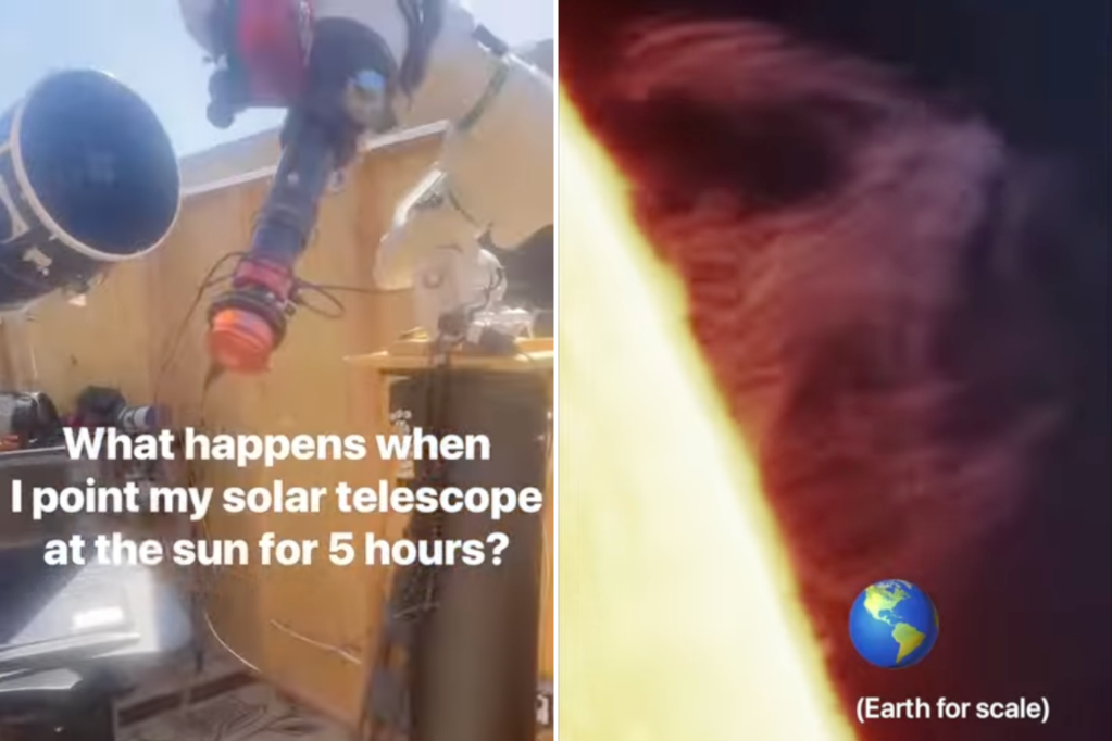 Der Fotograf nimmt ein 5-stündiges Nahaufnahmevideo der Sonne auf