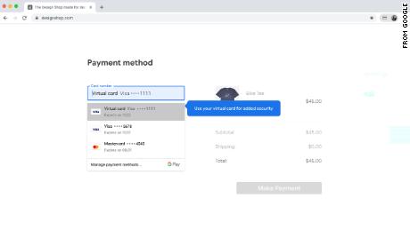 Google Virtual Cards blendet die Kreditkarteninformationen der Nutzer beim Online-Shopping aus. 