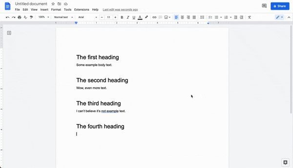 Gif zeigt, wie Sie die integrierte Stilaktualisierungsfunktion in Google Docs verwenden.