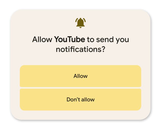 Apps müssen jetzt um Erlaubnis bitten, Benachrichtigungen anzuzeigen.