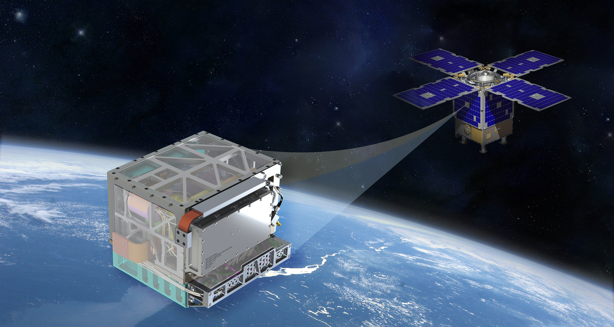 Die Deep Space Atomic Clock der NASA, hier in einer künstlerischen Illustration gezeigt, wird eine neue Technologie für die Weltraumnavigation testen.