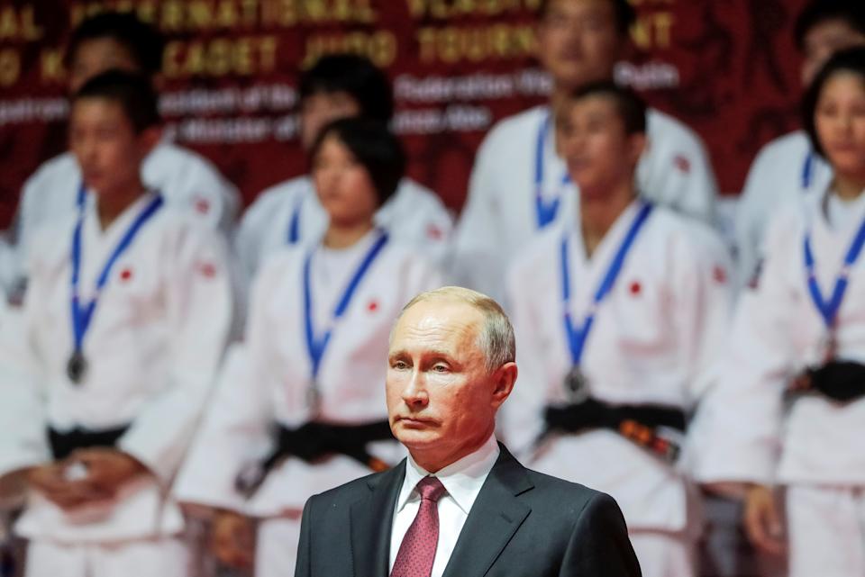 Der russische Präsident Wladimir Putin nimmt am 12. September 2018 am Rande des Eastern Economic Forum in Wladiwostok, Russland, an einer Preisverleihung für die Gewinner eines internationalen Judoturniers teil. Mikhail Metzel / TASS Host Photo Agency / Pool via REUTERS