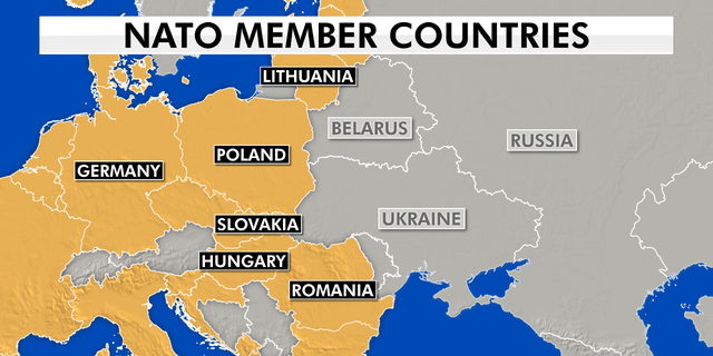 Die Karte zeigt die Karte der NATO-Mitglieder
