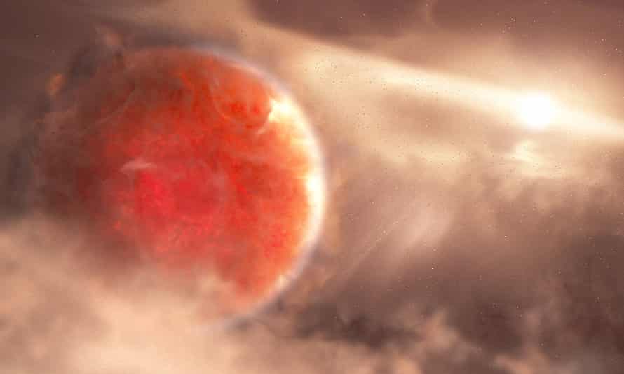 Die Illustration des Künstlers zeigt einen großen, neu entstandenen Exoplaneten namens AB Aurigae b.