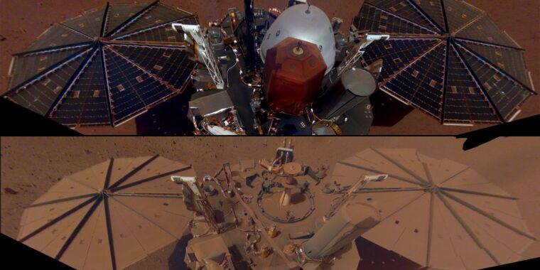 Neues Bild zeigt NASA-Raumschiff, das mit Marsstaub bedeckt ist