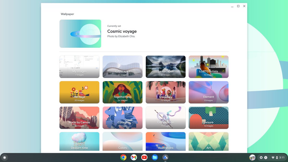ChromeOS-Hintergrundauswahl