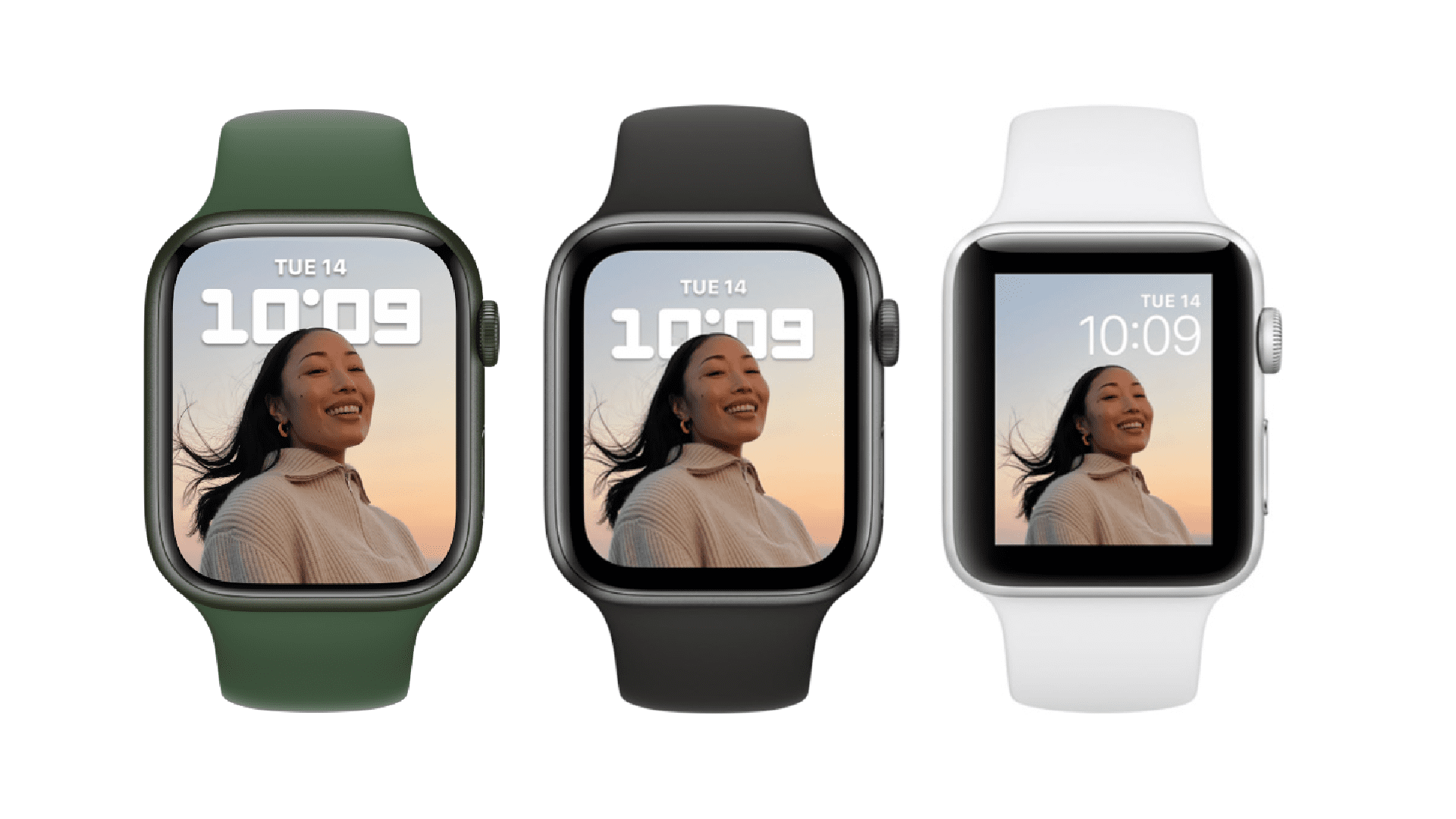 Drei Apple Watch-Geräte auf watchOS 8
