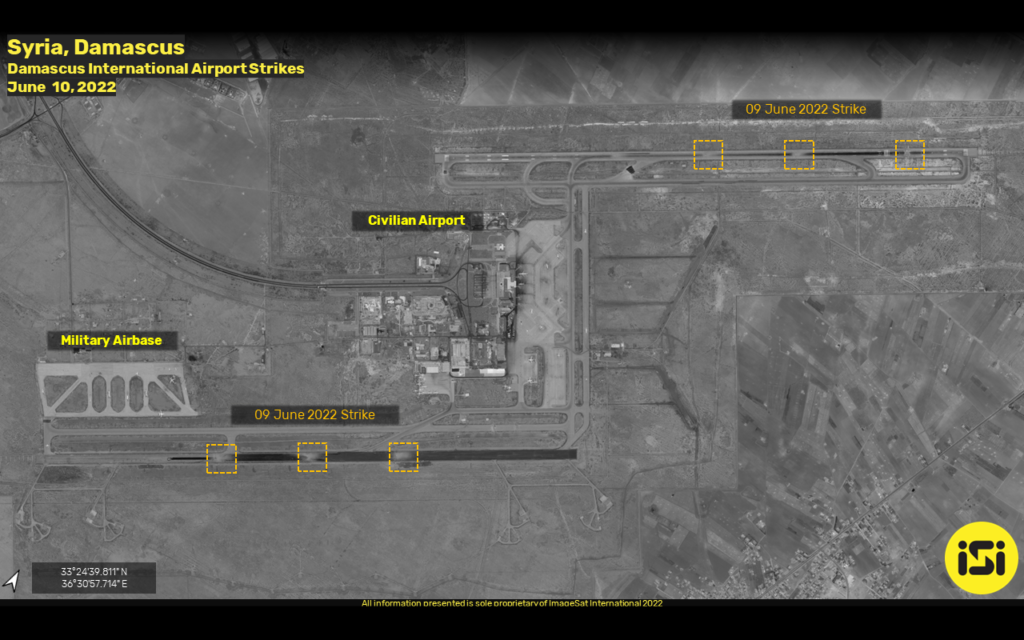 Russland greift Israel an, wie Satellitenbilder den „behinderten“ Flughafen von Damaskus nach dem Überfall zeigen