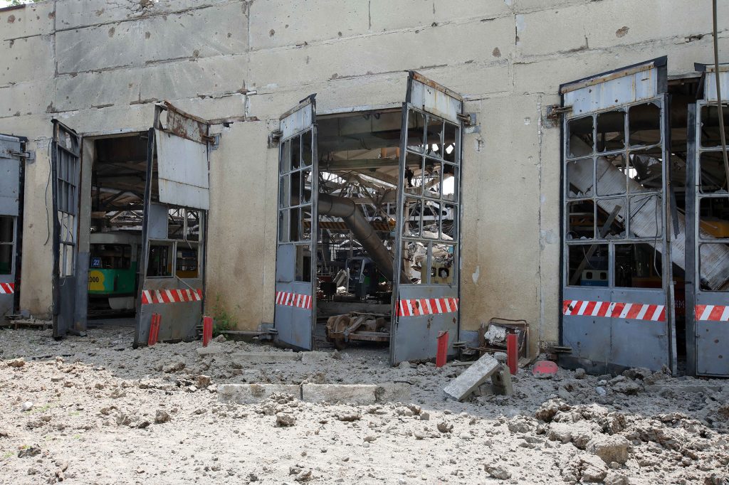 A Russian ballistic missile is reported to have hit the Saltiv streetcar depot in Kharkiv, northern Ukraine, on June 18.