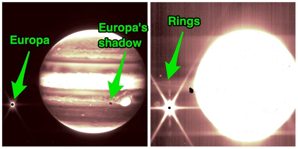 NASA Web Space Telescope Bilder von Jupiter, seinen Ringen und Monden