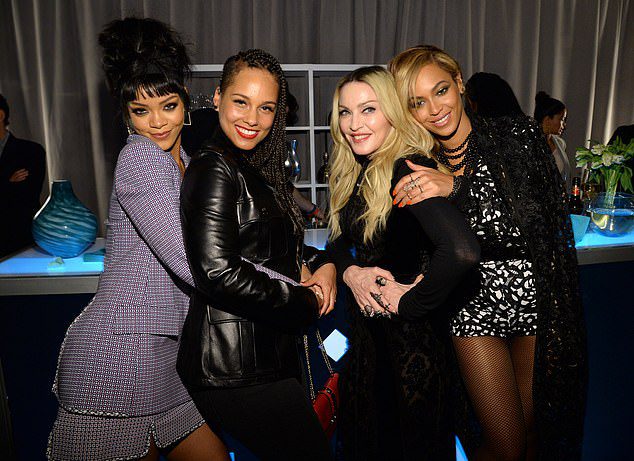 Freunde in hohen Positionen!  Madonna mit Beyoncé, Rihanna und Alicia Keys im Jahr 2015
