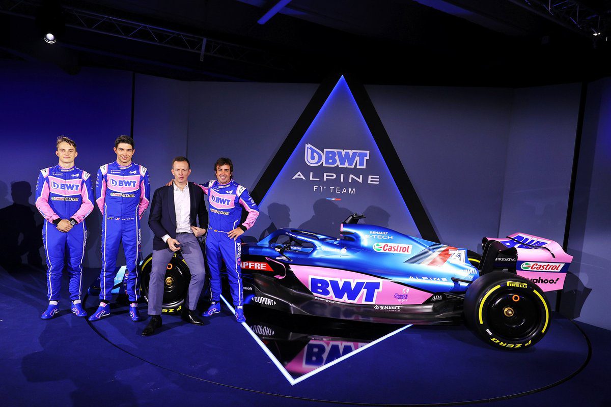 Fernando Alonso, Esteban Ocon, Oscar Piestre, Alpine, Laurent Rossi, CEO von Alpine 
