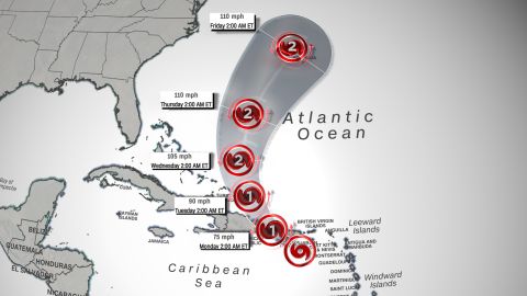 Der aktuelle prognostizierte Weg von Sturm Fiona über den Atlantik.