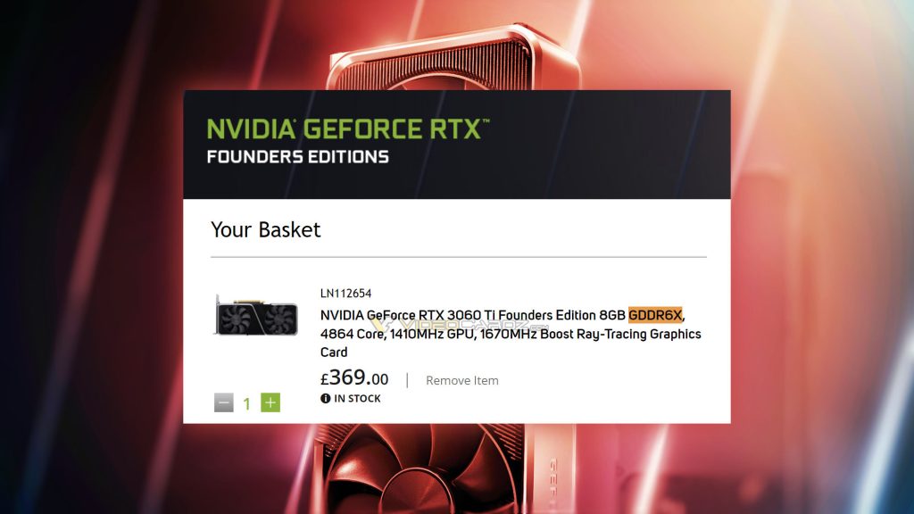 Der britische Einzelhändler erwirbt NVIDIA GeForce RTX 3060 Ti mit GDDR6X-Speicher