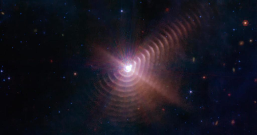 Ein paar Sterne hinterlassen einen „Fingerabdruck“ auf dem Bild, das vom James-Webb-Weltraumteleskop aufgenommen wurde