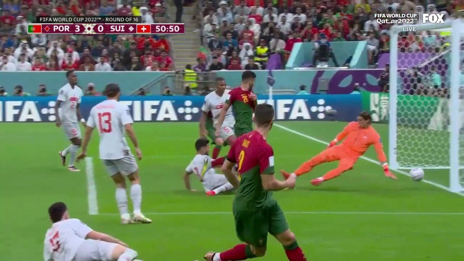 Der Portugiese Goncalo Ramos erzielt in der 50. Minute ein Tor gegen die Schweiz