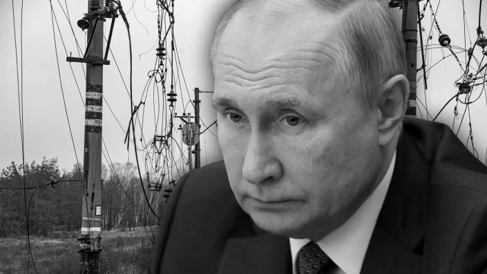 Der russische Präsident Wladimir Putin hat in der Ukraine Stromleitungen beschädigt.  (Fotoillustration: Yahoo News; Bilder: Mikhail Metzel, Sputnik und Kremlin Pool Photo via AP, Metin Aktas/Anadolu Agency via Getty Images)