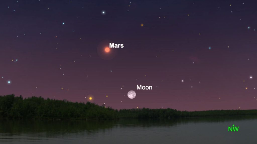 Beobachten Sie im kostenlosen Webcast, wie der Mars heute Abend vom Mond verfinstert wird